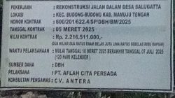 Kontraktor Proyek Jalan Salugatta Mateng Pengembalian Anggaran, Dibayar Sesuai Mutu Beton Yang Dikerjakan