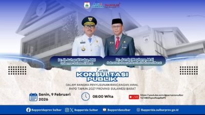 Penyusunan RKPD 2027, Pemprov Sulbar Akan Gelar Forum Konsultasi Publik, Masyarakat Bisa Berpartisipasi